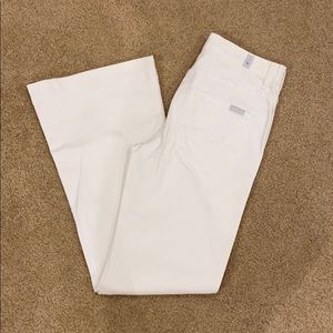 White denim wide leg jeans